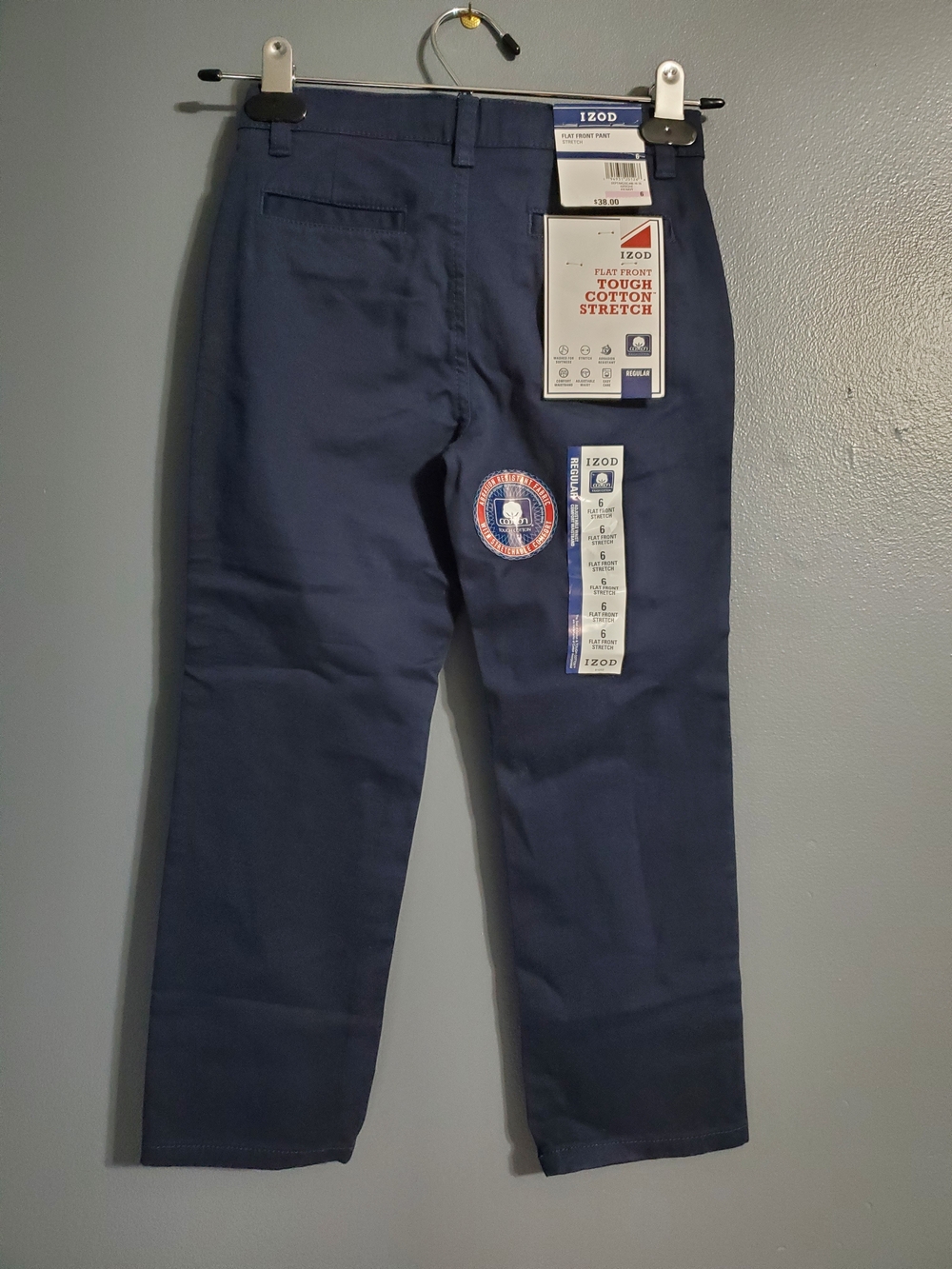 NWT Izod Boy's Uniform Flat Front Stretch Chinos — Navy Blue Size 6